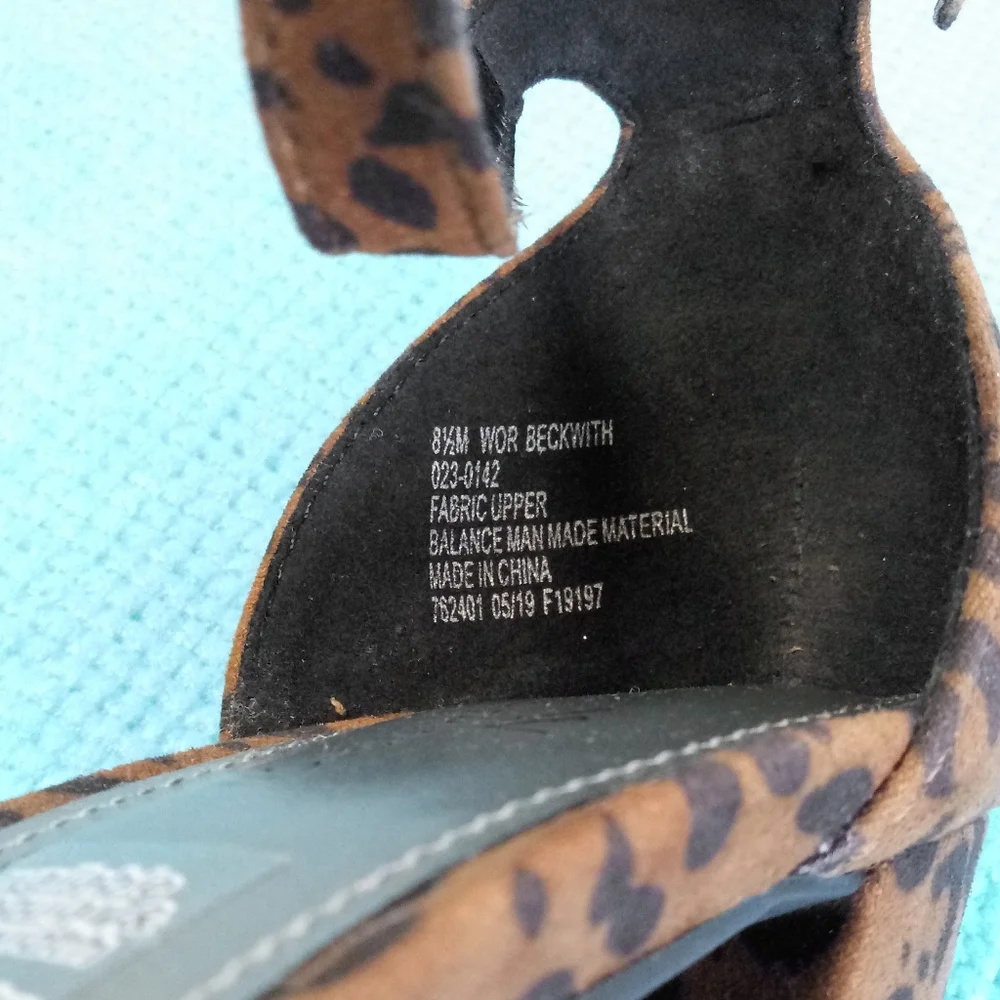 NEW Worthington Leopard Animal Print Heels Peep Toe Sandals Size 8.5 M